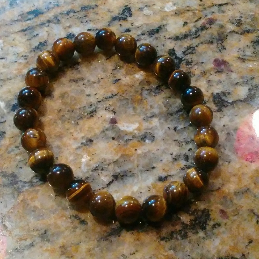 Beaded Tiger's Eye Glass Bracelet